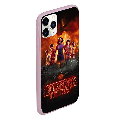 Чехол iPhone 11 Pro матовый ОЧЕНЬ СТРАННЫЕ ДЕЛА STRANGER THINGS / 3D-Розовый – фото 2