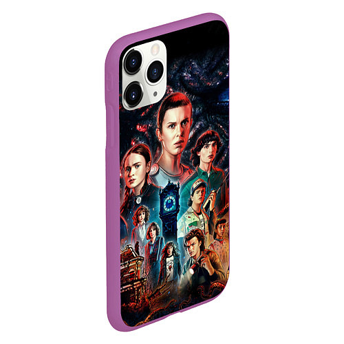 Чехол iPhone 11 Pro матовый ОЧЕНЬ СТРАННЫЕ ДЕЛА 4 STRANGER THINGS 4 / 3D-Фиолетовый – фото 2