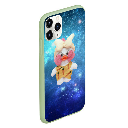 Чехол iPhone 11 Pro матовый Lalafanfan Duck в космосе / 3D-Салатовый – фото 2