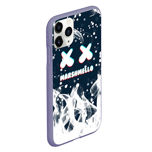 Чехол iPhone 11 Pro матовый Marshmello белый огонь / 3D-Серый – фото 2