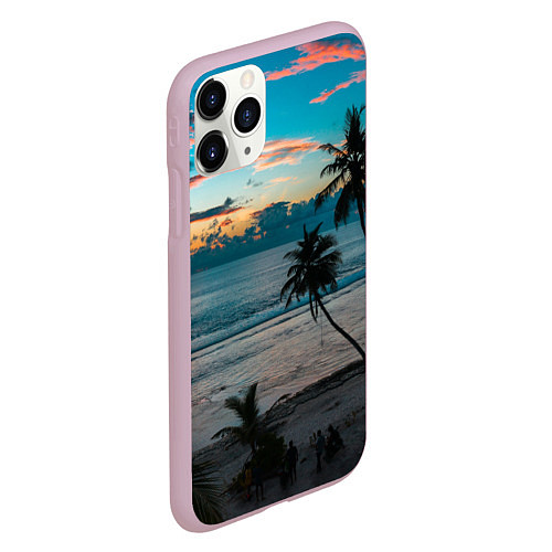Чехол iPhone 11 Pro матовый Вечерний остров / 3D-Розовый – фото 2