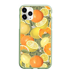 Чехол iPhone 11 Pro матовый Апельсины и Лимоны, цвет: 3D-салатовый