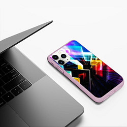 Чехол iPhone 11 Pro матовый Неоновая молния Абстракция Neon Lightning Abstract, цвет: 3D-розовый — фото 2