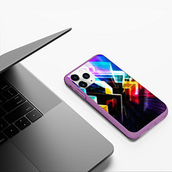 Чехол iPhone 11 Pro матовый Неоновая молния Абстракция Neon Lightning Abstract, цвет: 3D-фиолетовый — фото 2