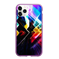 Чехол iPhone 11 Pro матовый Неоновая молния Абстракция Neon Lightning Abstract, цвет: 3D-фиолетовый