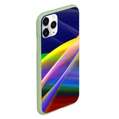 Чехол iPhone 11 Pro матовый Абстрактная неоновая композиция Волны Abstract neo / 3D-Салатовый – фото 2