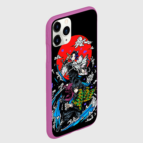 Чехол iPhone 11 Pro матовый Шинобу Кочо Гию Томиока КЛИНОК РАССЕКАЮЩИЙ ДЕМОНОВ / 3D-Фиолетовый – фото 2