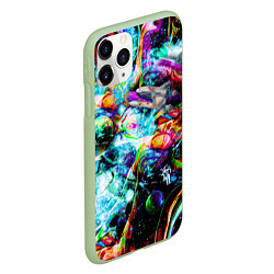 Чехол iPhone 11 Pro матовый Красочный космос, цвет: 3D-салатовый — фото 2