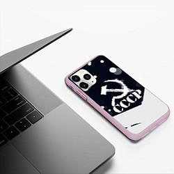 Чехол iPhone 11 Pro матовый Ussr - ссср - серп и молот, цвет: 3D-розовый — фото 2