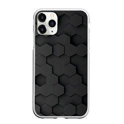 Чехол iPhone 11 Pro матовый Чёрные 3D пластины black 3d plates плиты