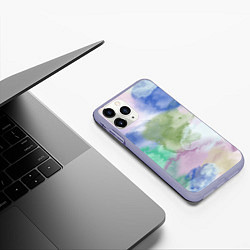 Чехол iPhone 11 Pro матовый Акварельная текстура, цвет: 3D-светло-сиреневый — фото 2