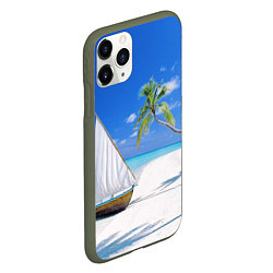 Чехол iPhone 11 Pro матовый Island of hawaii, цвет: 3D-темно-зеленый — фото 2