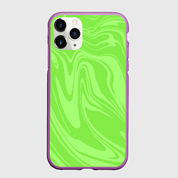 Чехол iPhone 11 Pro матовый ЗЕЛЕНЫЕ РАЗВОДЫ КРАСКИ МРАМОРНЫЙ, цвет: 3D-фиолетовый