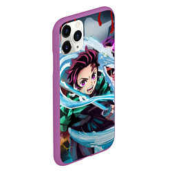 Чехол iPhone 11 Pro матовый ТАНДЖИРО КЛИНОК, РАССЕКАЮЩИЙ ДЕМОНОВ DEMON SLAYER, цвет: 3D-фиолетовый — фото 2