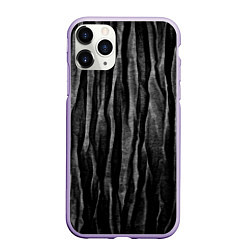 Чехол iPhone 11 Pro матовый Полосы чорные серые роизвольные random black strip, цвет: 3D-светло-сиреневый