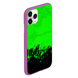 Чехол iPhone 11 Pro матовый САЛАТОВЫЕ НЕОНОВЫЕ БРЫЗГИ КРАСКИ, цвет: 3D-фиолетовый — фото 2