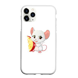 Чехол iPhone 11 Pro матовый Мышь с сыром, цвет: 3D-белый