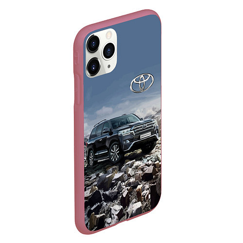 Чехол iPhone 11 Pro матовый Toyota Land Cruiser 200 V8 / 3D-Малиновый – фото 2