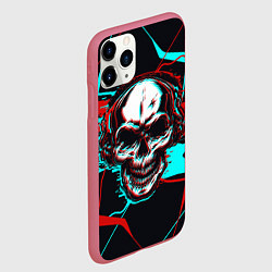 Чехол iPhone 11 Pro матовый Глитч череп, цвет: 3D-малиновый — фото 2