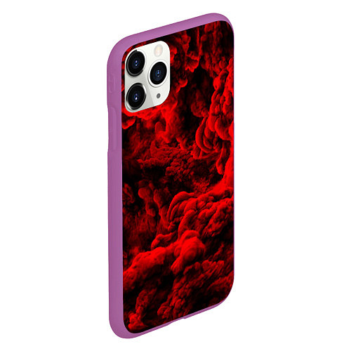 Чехол iPhone 11 Pro матовый Красный дым Red Smoke Красные облака / 3D-Фиолетовый – фото 2