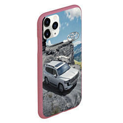 Чехол iPhone 11 Pro матовый Toyota Land Cruiser 300 Горная дорога, цвет: 3D-малиновый — фото 2