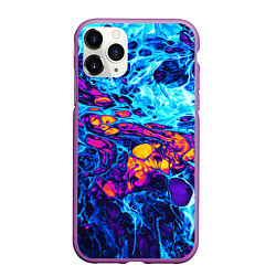 Чехол iPhone 11 Pro матовый Взрыв Неона Fluid Explosion Неон, цвет: 3D-фиолетовый