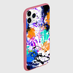 Чехол iPhone 11 Pro матовый Брызги и мазки разноцветных красок на белом фоне, цвет: 3D-малиновый — фото 2