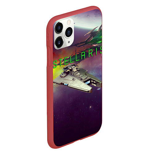 Чехол iPhone 11 Pro матовый Stellaris космический корабль в космосе / 3D-Красный – фото 2