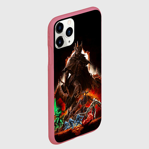 Чехол iPhone 11 Pro матовый BLOODBORNE Экспозиция боссов / 3D-Малиновый – фото 2