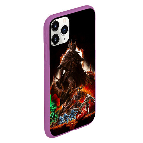 Чехол iPhone 11 Pro матовый BLOODBORNE Экспозиция боссов / 3D-Фиолетовый – фото 2