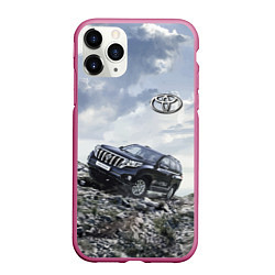 Чехол iPhone 11 Pro матовый Toyota Land Cruiser Prado на скальных камнях Mount, цвет: 3D-малиновый