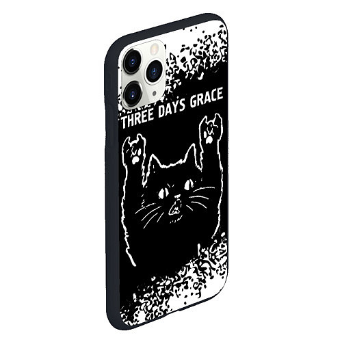 Чехол iPhone 11 Pro матовый Группа Three Days Grace и Рок Кот / 3D-Черный – фото 2