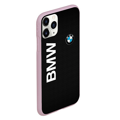 Чехол iPhone 11 Pro матовый Bmw КОРБОНОВЫЕ ПОЛОСЫ / 3D-Розовый – фото 2