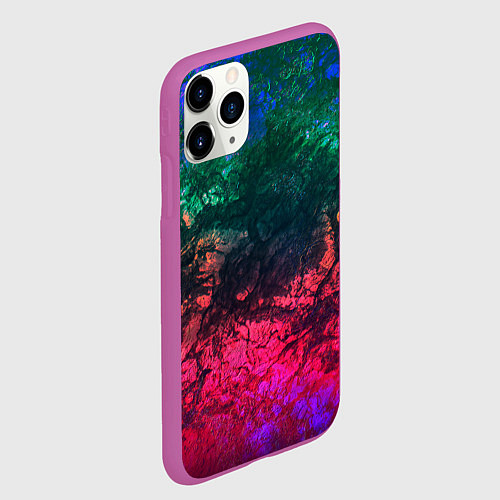 Чехол iPhone 11 Pro матовый Извержение вулкана Текстура камня / 3D-Фиолетовый – фото 2