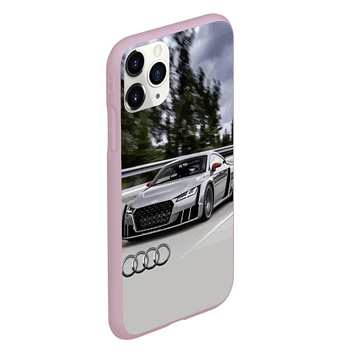 Чехол iPhone 11 Pro матовый Ауди на скоростном шоссе Audi on the expressway / 3D-Розовый – фото 2