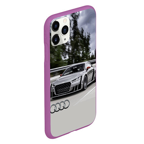 Чехол iPhone 11 Pro матовый Ауди на скоростном шоссе Audi on the expressway / 3D-Фиолетовый – фото 2