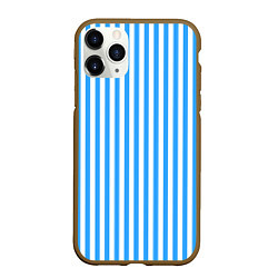 Чехол iPhone 11 Pro матовый ПОЛОСКИ СИНИЕ, цвет: 3D-коричневый