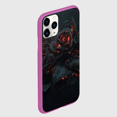 Чехол iPhone 11 Pro матовый Тлеющий розы / 3D-Фиолетовый – фото 2
