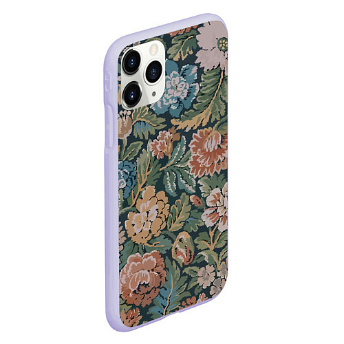 Чехол iPhone 11 Pro матовый Floral pattern Цветочный паттерн / 3D-Светло-сиреневый – фото 2