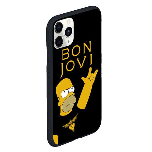 Чехол iPhone 11 Pro матовый Bon Jovi Гомер Симпсон Рокер / 3D-Черный – фото 2