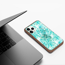 Чехол iPhone 11 Pro матовый Листья Пальмы Нарисованные Акварелью, цвет: 3D-коричневый — фото 2