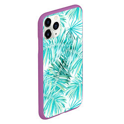 Чехол iPhone 11 Pro матовый Листья Пальмы Нарисованные Акварелью, цвет: 3D-фиолетовый — фото 2