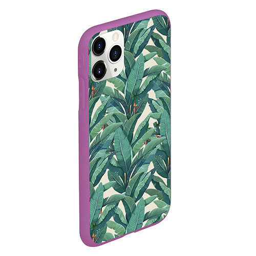 Чехол iPhone 11 Pro матовый Листья Банановых Деревьев / 3D-Фиолетовый – фото 2