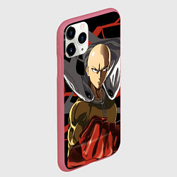 Чехол iPhone 11 Pro матовый Сайтама-человек удара, цвет: 3D-малиновый — фото 2