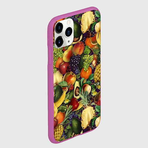 Чехол iPhone 11 Pro матовый Вкусные Летние Фрукты / 3D-Фиолетовый – фото 2