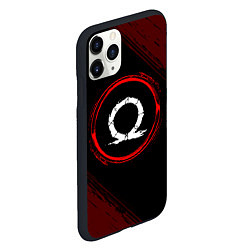 Чехол iPhone 11 Pro матовый Символ God of War и краска вокруг на темном фоне, цвет: 3D-черный — фото 2