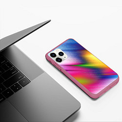 Чехол iPhone 11 Pro матовый Абстрактный разноцветный текстурированный фон, цвет: 3D-малиновый — фото 2