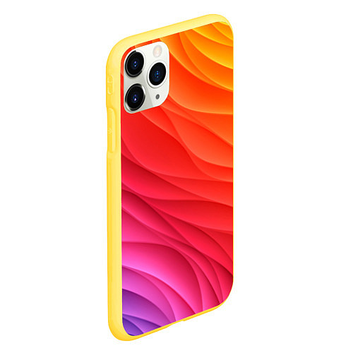 Чехол iPhone 11 Pro матовый Разноцветные цифровые волны / 3D-Желтый – фото 2
