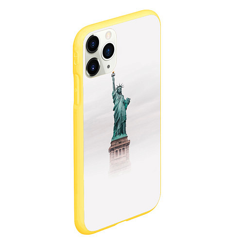 Чехол iPhone 11 Pro матовый Статуя свободы в облаках / 3D-Желтый – фото 2