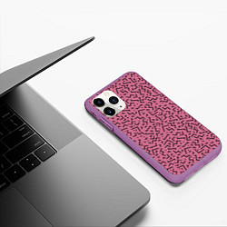 Чехол iPhone 11 Pro матовый Минималистический паттерн на розовом фоне, цвет: 3D-фиолетовый — фото 2